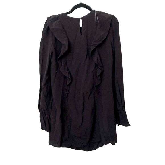 ZARA Ruffled Long Sleeve Mini Dress Black‎ XS - Picture 2 of 5